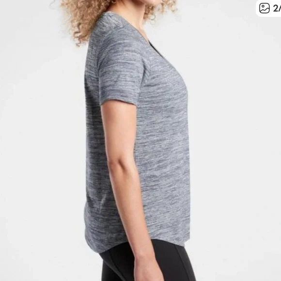 Athleta Breezy Heather scoop V neck - Picture 2 of 4